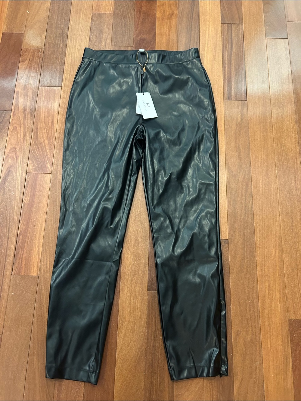 Halston Heritage Black Faux Leather Jogger Pants